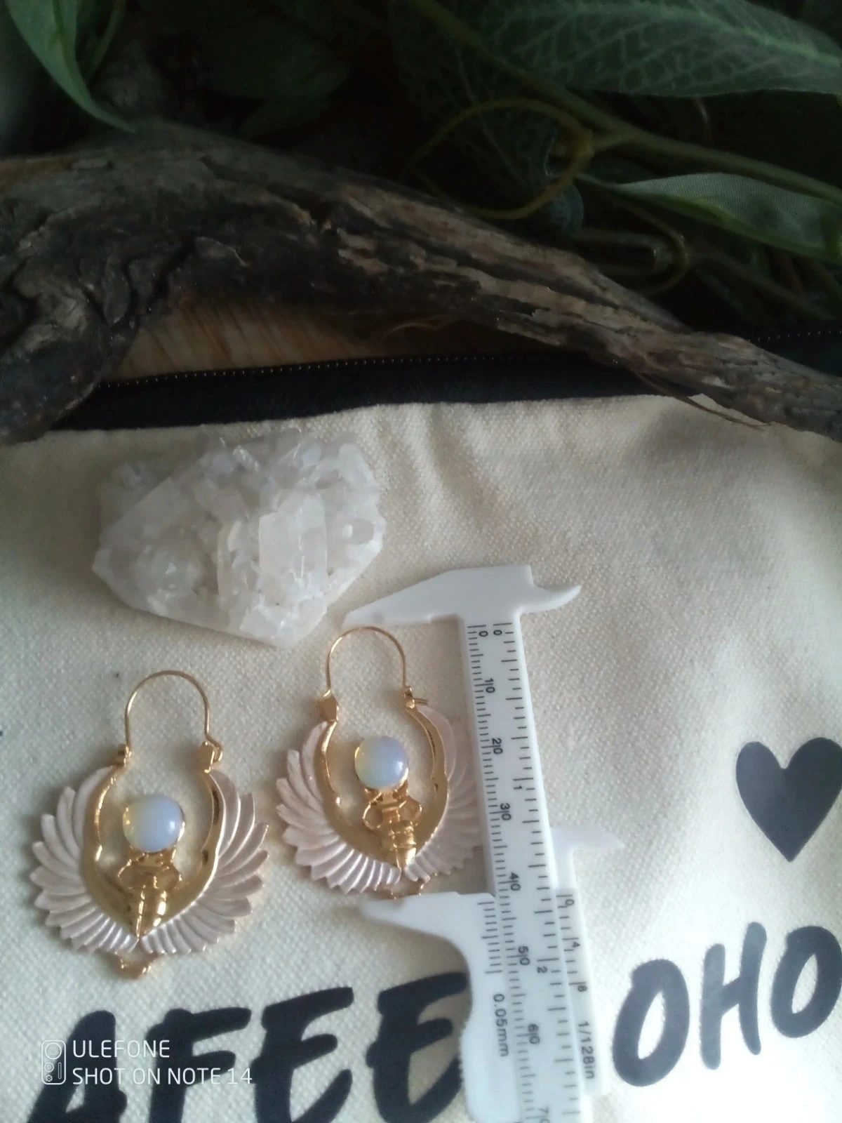 Boucles d'oreilles bohèmes égyptiennes pierres opaline – photo 3